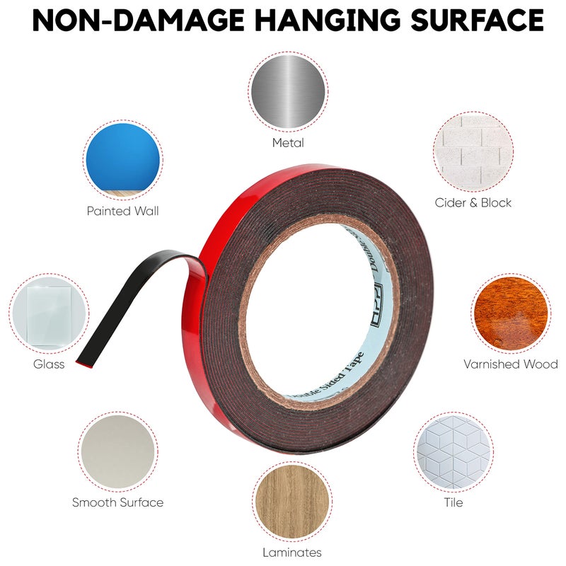 HpP شريط لاصق مزدوج الجوانب HPP، شريط قوي وعالي التحمل للاستخدام الداخلي والخارجي (0.5 بوصة × 16 قدم) - Image 4